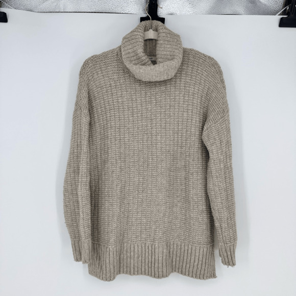 Madewell Womens M Turtleneck Tunic Sweater Wool Alpaca Boxy Neutral Minimalist - Picture 2 of 10
